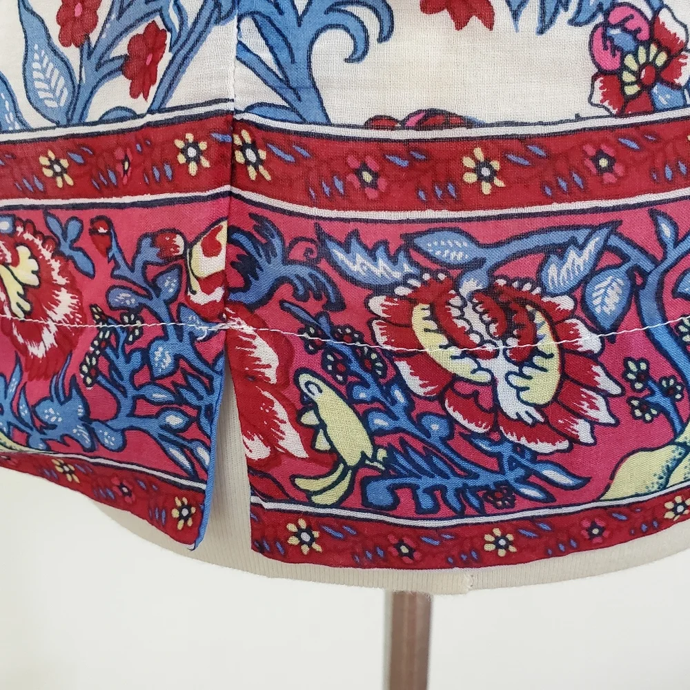 Point Sur J. Crew Ruffle Block Print Top - Picture 9 of 14